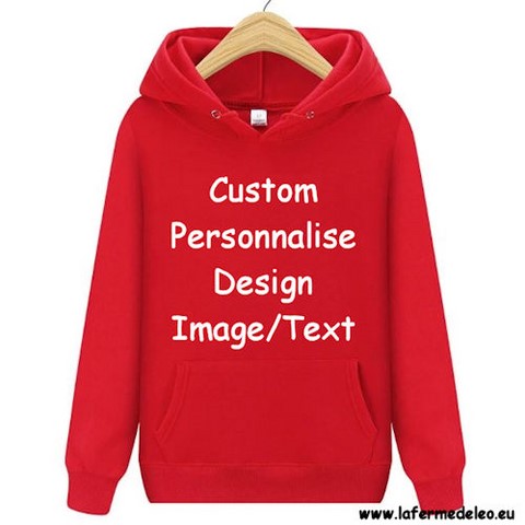 Sweat à capuche mixte à Personnaliser avec image