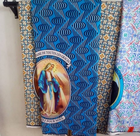 Tissu Réligieux Pagne Africain Marie, Cameroun, africain 3/6 yard, Ndop bamilékés Cameroun, ventes solidaire,lafermedeleo,Djankawax,