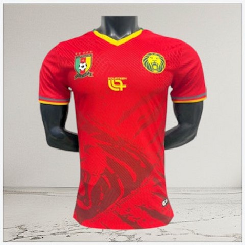  Cameroon Red Football Jersey, Maillot Cameroun, personalisable, rouge, blanc, vert, Football, Lions indomptables Fourteen, Official,