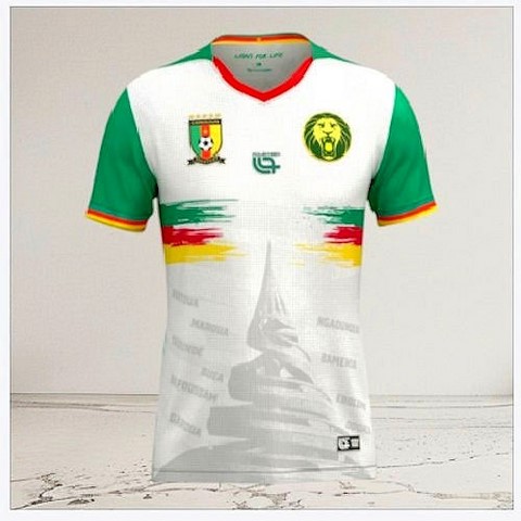  Cameroon white Football Jersey, Maillot Cameroun, personalisable, blanc, vert, rouge, Football, Lions indomptables Fourteen, Official,