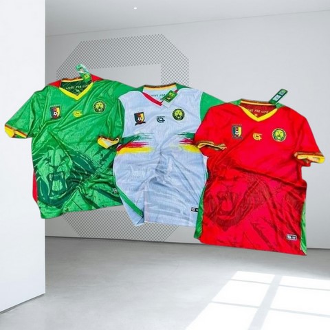 Maillot de Football Cameroun, 2025/2026, Jersey,Maillot Cameroun, personalisable, blanc, vert, rouge, Football, Lions indomptables Fourteen, ,