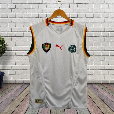 Cameroon Retro Football Shirt 2002 , Maillot de Football Cameroun Rétro 2002, Jersey,Maillot Cameroun, personalisable, blanc, vert, rouge, Football, Lions indomptables, Puma,,