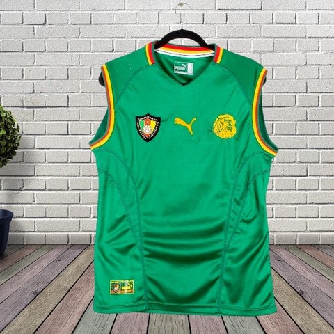 Cameroon Retro Football Shirt 2002 , Maillot de Football Cameroun Rétro 2002, Jersey,Maillot Cameroun, personalisable, vert, blanc, Football, Lions indomptables, Puma,,