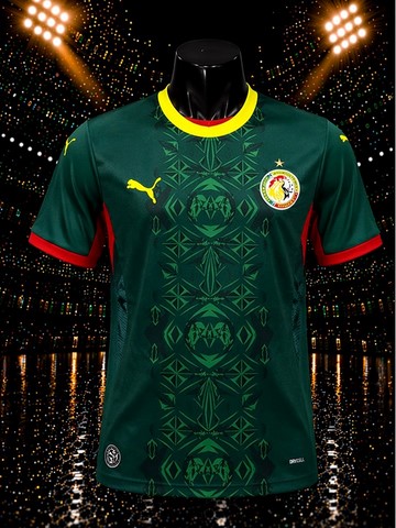 Maillot de Football Sénégal, 2025  vert, équipe nationale, drapeau, Can 2025, Can, Caf Afrique, Les Lions de la Téranga, soccer Africa,Puma,