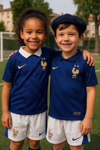 Ensemble Football Enfant Maillot + Short, blanc, France,