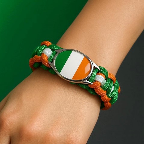 Bracelet Corde Plaque Acier drapeau Côte d'Ivoire