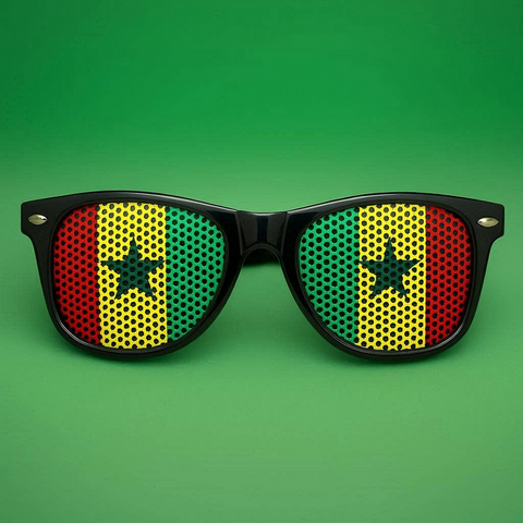 Sénégal Flag Sunglasses, Lunettes de soleil, Drapeau national, supporters Cameroun,Self-adhesive stickers, temporary tattoo Cameroon,Drapeau main supporters Sénégal