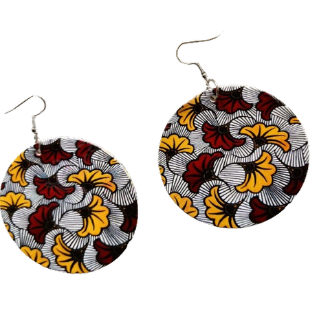 Boucles d'oreilles en tissu pagne wax africain,