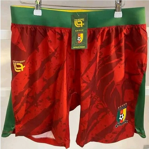  Short Cameroun, Jersey rouge, Football, Cameroun, Lions indomptables, Fourteen,