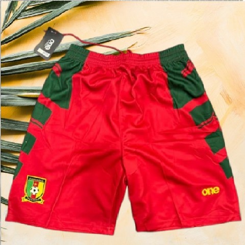  Cameroon Football Shorts , red, Short Cameroun, Jersey Rouge, Football, Lions indomptables,