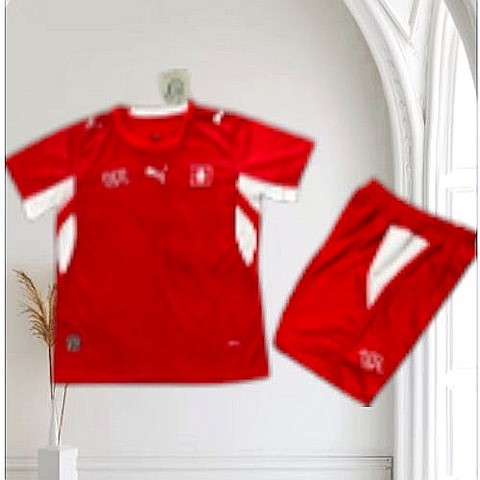 Ensemble Maillot + Short Football Switzerland 2026, rouge, version fan, Jerseys soccer, Puma, Djankawax, 