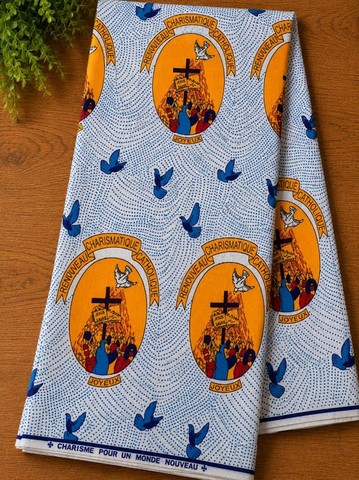 Tissu réligieux, pagne wax africain, Jésus, Je suis la lumière ,