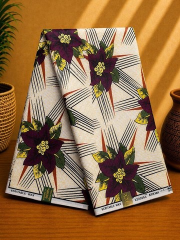 Tissu-Coton-fleurs violet, Lafermedeleo-Djankawax,