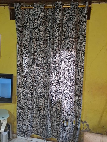 Pair of curtains in African wax loincloth fabric,