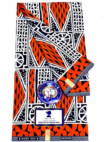 tissu pagne orange/blanc, Ndop Bamiléké Cameroun, africain 3/6 yard, Ndop bamilékés Cameroun, ventes solidaire,lafermedeleo,Djankawax,