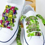 Paire de lacets en tissu pagne wax du Cameroun,