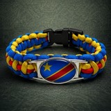 Bracelet plaque acier, Drapeau Congo RDC, Les Leopards, Supporter RDC, Football Africain, Fans, Football, République Démocratique du Congo,