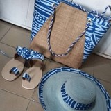 Ensemble Sandales + Chapeau + Sac Bob en tissu pagne Ndop Cameroun Wax Africain, Toghu, Djankawax,
