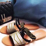 Tongs, mules en tissu pagne wax africain