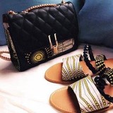 Ensemcle sac et Tongs, mules en tissu pagne wax africain