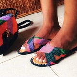 Tongs, mules en tissu pagne wax africain