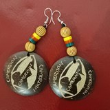 Boucles d'oreilles artisanale Cameroun en perles et noix de coco,