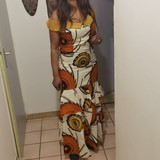 Robe soirée africaine en tissu pagne wax Cameroun