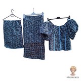 Ensemble jupe, haut et foulard en tissu pagne wax Africain, Cameroun, Djankawax.