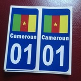 2 Stickers Adhésif Plaque Immatriculation 57 (Haute Savoie) drapeau Cameroun,