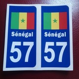 2 Stickers Adhésif Plaque Immatriculation 67 drapeau Sénégal,