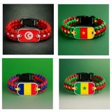 Bracelet plaque acier drapeaux nationaux pays africains, Supporters, Fans, Football, Cameroun