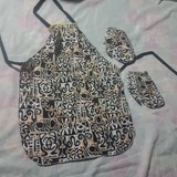 Tablier + gant + manique en tissu pagne wax africain,