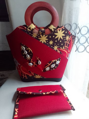 Sac à main et portefeuille en tissu pagne wax africain pour femmes, Djankawax,