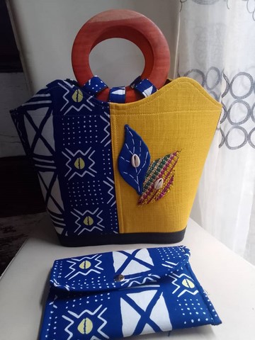 Sac à main et portefeuille en tissu pagne wax africain pour femmes, Djankawax,