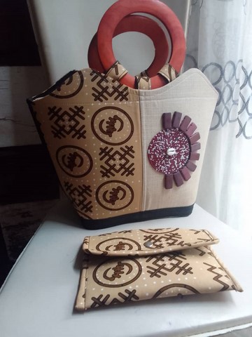 Sac à main et portefeuille en tissu pagne wax africain pour femmes, Djankawax,