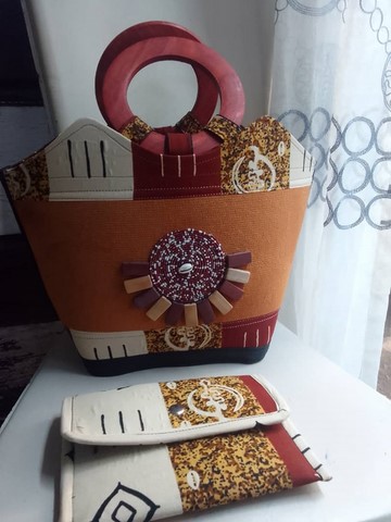 Sac à main et portefeuille en tissu pagne wax africain pour femmes, Djankawax,