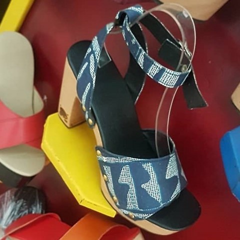 Sandales à talons plateforme 8/10 cm en tissu pagne wax africain, Djankawax,