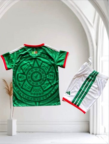  Maillot + Short Kids Footballl Mexique 2026, vert/blanc, Jerseys, Fans, Supporters El Tri, DiasporaMexicaine, Mexico, 