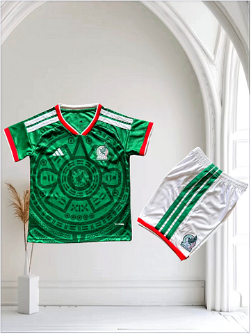 Maillot + Short Kids Footballl Mexique 2025, enfant, vert, Jerseys, Fans, Supporters El Tri, DiasporaMexicaine, Mexico, 