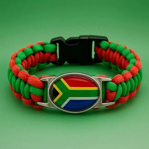 Bracelet plaque acier drapeau Afrique du Sud;